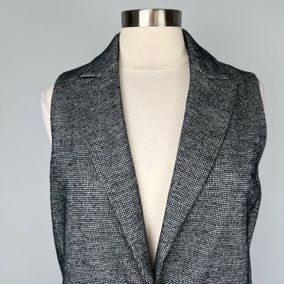 J McLaughlin Womens Cate Vest Black White Houndstooth  Wool Long Blazer size M - Picture 3 of 12